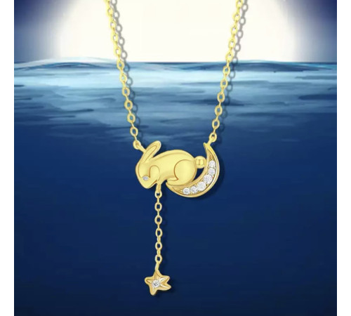 Щаслива Золота підвіска місячний кролик на місяці знімає зірку багатства Swarovski для удачі та процвітання