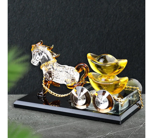 Статуетка Кінь з каретою із золотом для Багатства Достаток, Процвітання для приваблення грошей