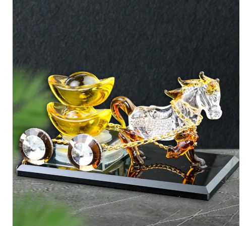 Статуетка Кінь з каретою із золотом для Багатства Достаток, Процвітання для приваблення грошей