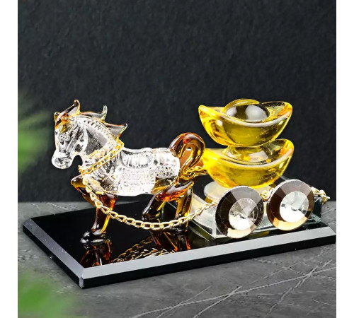 Статуетка Кінь з каретою із золотом для Багатства Достаток, Процвітання для приваблення грошей