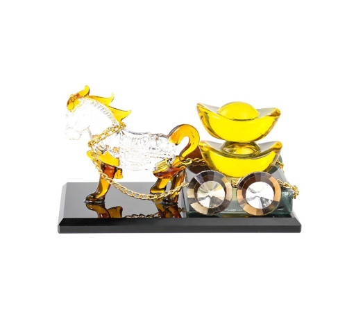 Статуетка Кінь з каретою із золотом для Багатства Достаток, Процвітання для приваблення грошей