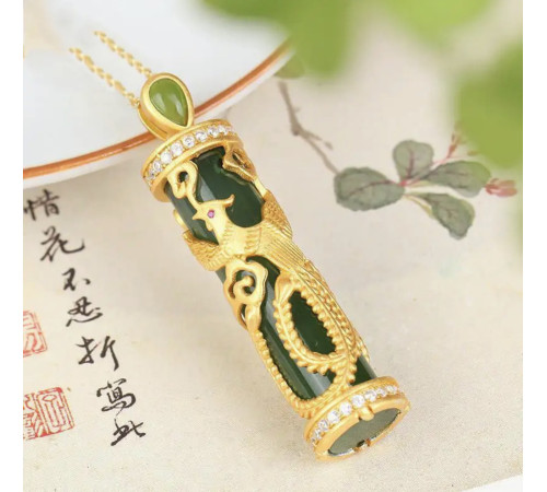 Золота підвіска Фенікс із турмаліном і фіанітами символ вічности, щасливого життя слави, популярності