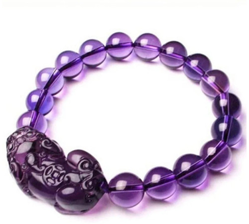 Браслет Пі Яо з гранованого аметисту намистин для багатства та любові