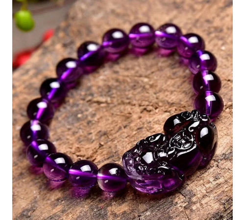 Браслет Пі Яо з гранованого аметисту намистин для багатства та любові