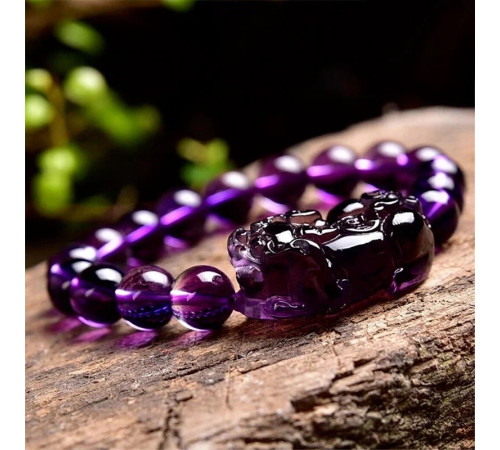 Браслет Пі Яо з гранованого аметисту намистин для багатства та любові