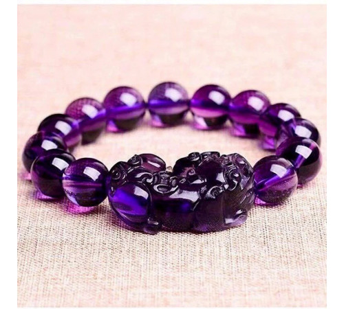 Браслет Пі Яо з гранованого аметисту намистин для багатства та любові