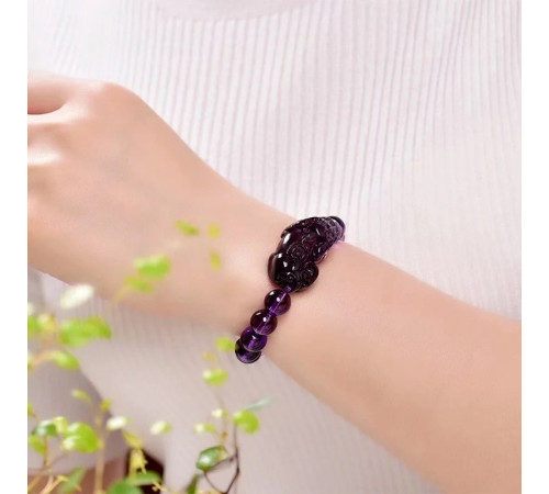 Браслет Пі Яо з гранованого аметисту намистин для багатства та любові