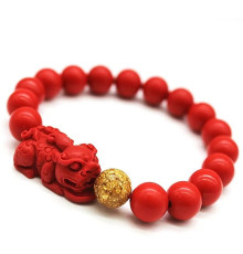 Браслет Пі Яо з намистиною з червоного корала, щоб залучити багатство та вдалий прибуток, зберегти свій капітал