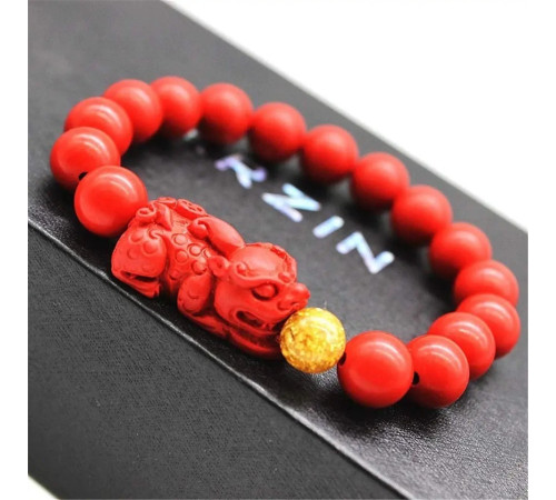 Браслет Пі Яо з намистиною з червоного корала, щоб залучити багатство та вдалий прибуток, зберегти свій капітал