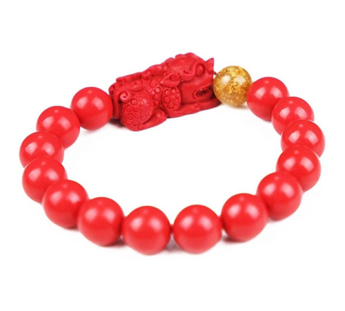 Браслет Пі Яо з намистиною з червоного корала, щоб залучити багатство та вдалий прибуток, зберегти свій капітал