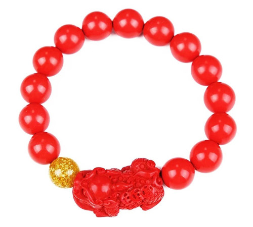 Браслет Пі Яо з намистиною з червоного корала, щоб залучити багатство та вдалий прибуток, зберегти свій капітал