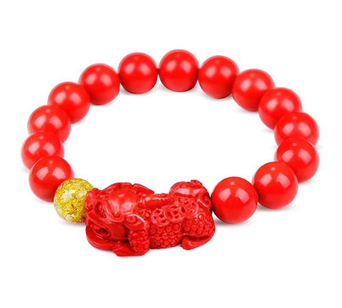 Браслет Пі Яо з намистиною з червоного корала, щоб залучити багатство та вдалий прибуток, зберегти свій капітал