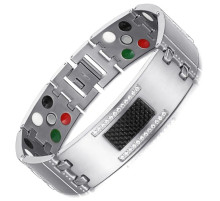 Чоловічий Магнітний турмаліновий браслет 5в1 титановий для здоров'я й енергії з кристалами