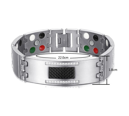 Чоловічий Магнітний турмаліновий браслет 5в1 титановий для здоров'я й енергії з кристалами