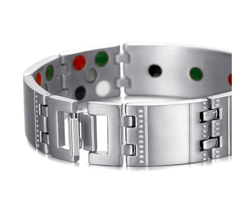 Чоловічий Магнітний турмаліновий браслет 5в1 титановий для здоров'я й енергії з кристалами