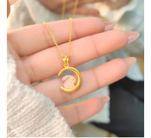 Золота турмалінова підвіска кролик на місяці для багатства, процвітання здоров'я 24К