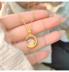 Золота турмалінова підвіска кролик на місяці для багатства, процвітання здоров'я 24К