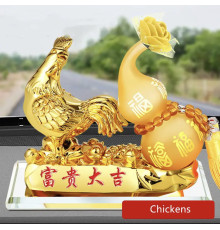 Статуетка Золотий Петух для Багатства Достаток, Процвітання, з гарбузом Ву Лу для Здоров'я
