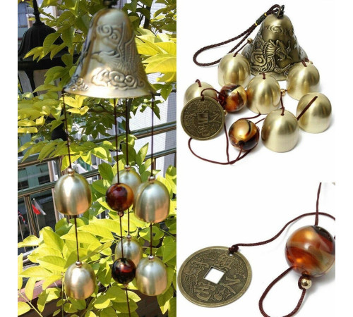 Музика вітру із 6 дзвіночками для приваблення грошової удачі Тибет