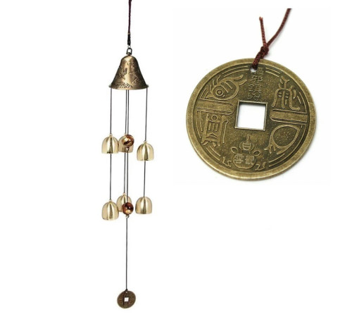 Музика вітру із 6 дзвіночками для приваблення грошової удачі Тибет