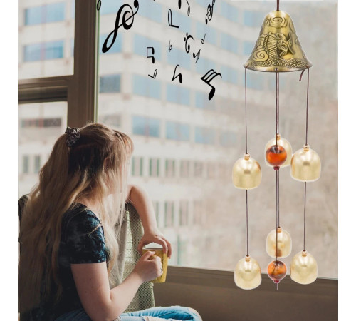 Музика вітру із 6 дзвіночками для приваблення грошової удачі Тибет