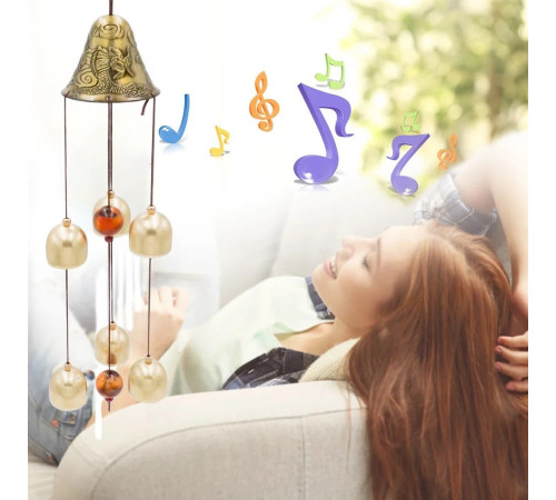 Музика вітру із 6 дзвіночками для приваблення грошової удачі Тибет