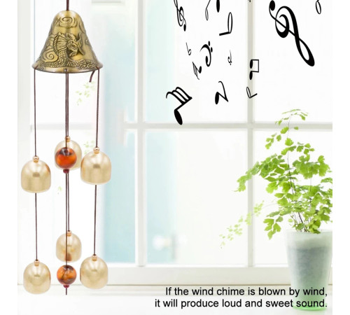 Музика вітру із 6 дзвіночками для приваблення грошової удачі Тибет