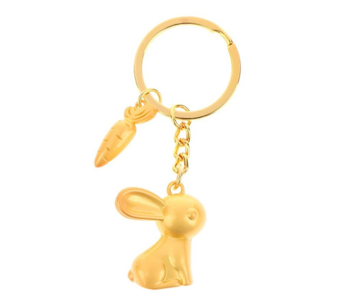 Брелок Кролик Золотий з морквою приносить любов, романтику та партнерство