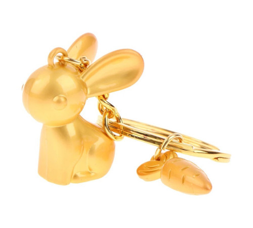 Брелок Кролик Золотий з морквою приносить любов, романтику та партнерство