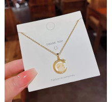 Золота турмалінова підвіска кролик на півмісяці для багатства, процвітання здоров'я 24К