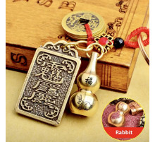 Брелок Грошовий Кролик Тай Суй Амулет із гарбузом Ву Лу для багатства та любові з китайськими монетами та здоров'ям