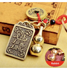 Брелок Грошовий Кролик Тай Суй Амулет із гарбузом Ву Лу для багатства та любові з китайськими монетами та здоров'ям