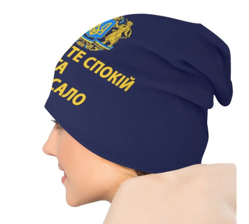 Шапка унисекс с украинской символикой "Зберігайте спокій та ріжте сало" Лев с Воином