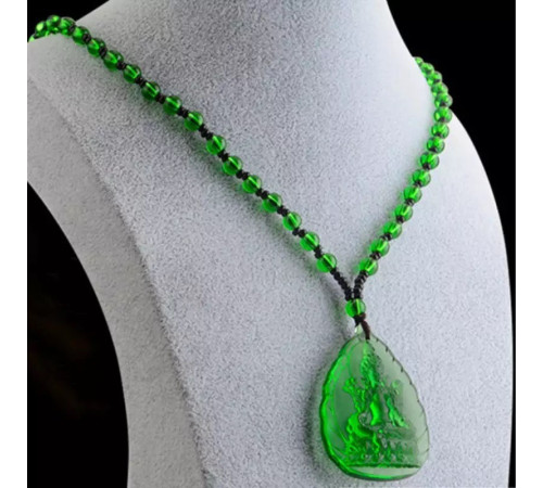 Турмалінова з нефритом підвіска Зелена Богиня Тара для кохання, грошей, успіху та захисту Непал