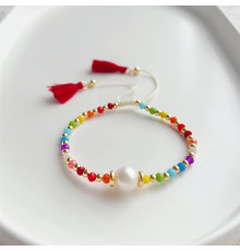 Браслет зі справжньою перлиною Хайнань і турмаліном і нефритом, для здоров'я, любові та грошей 24К