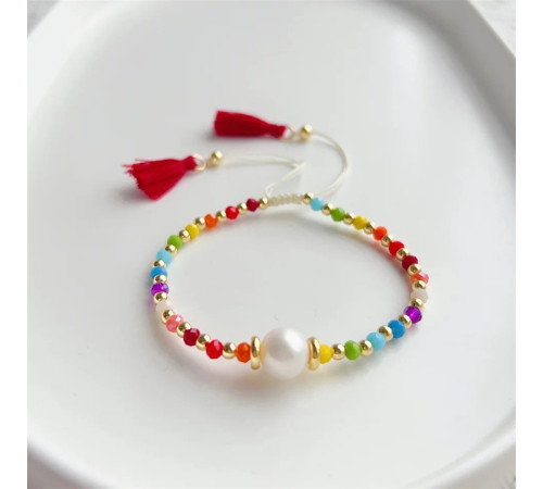 Браслет зі справжньою перлиною Хайнань і турмаліном і нефритом, для здоров'я, любові та грошей 24К