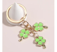 Позолочений Брелок із трьома зеленим чотирилистним конюшином для великої удачі