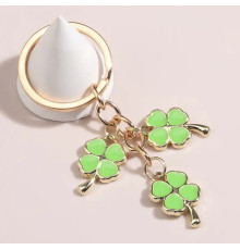 Позолочений Брелок із трьома зеленим чотирилистним конюшином для великої удачі