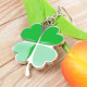 Срібний Брелок із зеленим чотирилистним конюшиною для великої удачі та грошей