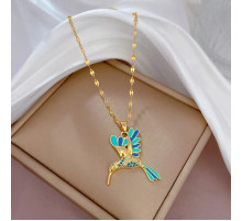 Золота підвіска Птах Колібрі та цирконієм класу AAA CZ символ сприятливості та перемоги