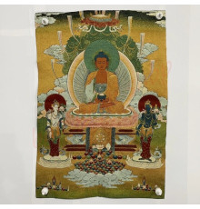 Тибетська Танка Гобелен Шак'ямуні Біла Тара та Зелена Тара для блаженства та удачі 60 Х90см