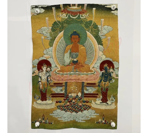 Тибетська Танка Гобелен Шак'ямуні Біла Тара та Зелена Тара для блаженства та удачі 60 Х90см
