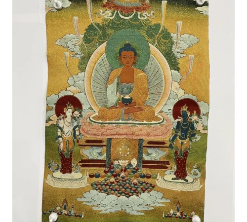 Тибетська Танка Гобелен Шак'ямуні Біла Тара та Зелена Тара для блаженства та удачі 60 Х90см