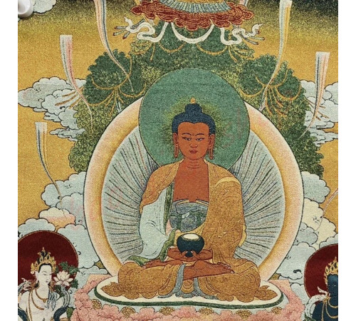 Тибетська Танка Гобелен Шак'ямуні Біла Тара та Зелена Тара для блаженства та удачі 60 Х90см