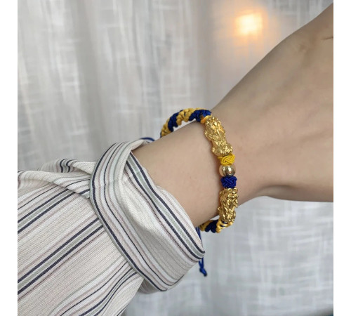 Тибетський браслет Подвійний Пі Яо з символом нескінченності для процвітання й багатства