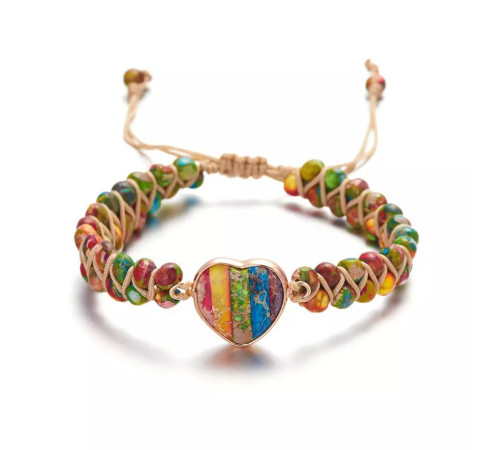 Тибетський плетений браслет із кольорового турмаліну для здоров'я й радості