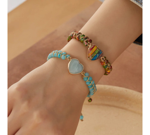 Тибетський плетений браслет із кольорового турмаліну для здоров'я й радості