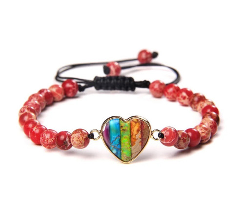 Тибетський плетений браслет із Агата Червоного та Фантазійного для щастя