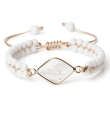 Тибетський плетений браслет із Білого Агата символ удачі та процвітання