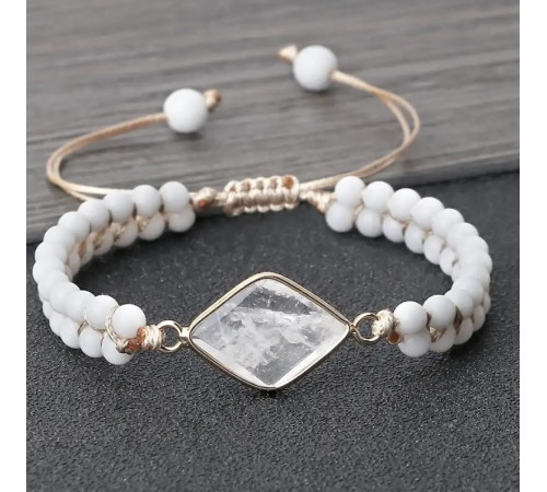 Тибетський плетений браслет із Білого Агата символ удачі та процвітання